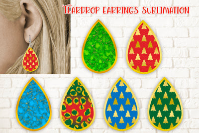 Teardrop earring sublimation | Christmas teardrop earring Sublimation Svetana Studio 
