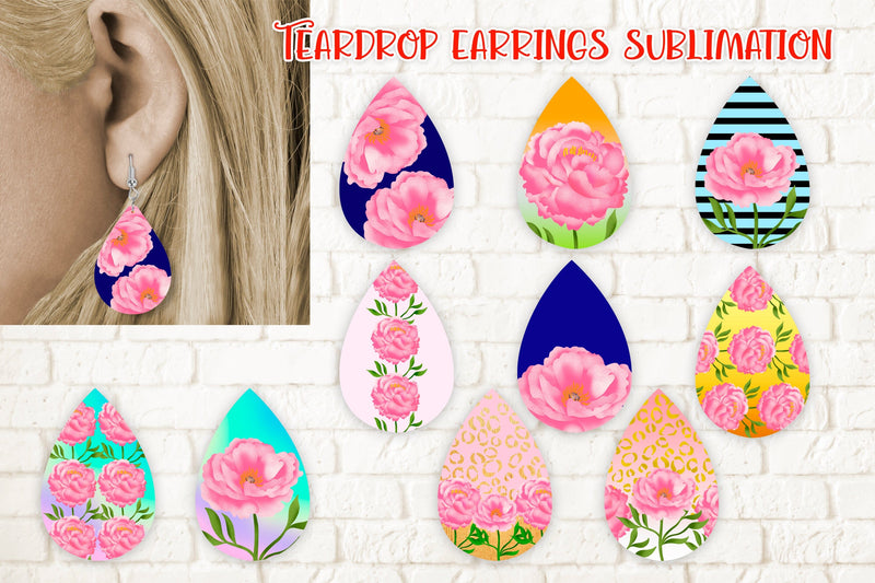 Teardrop earring sublimation | Flower earring sublimation Sublimation Svetana Studio 