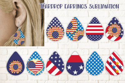Teardrop earring sublimation | Patriotic earring Sublimation Svetana Studio 