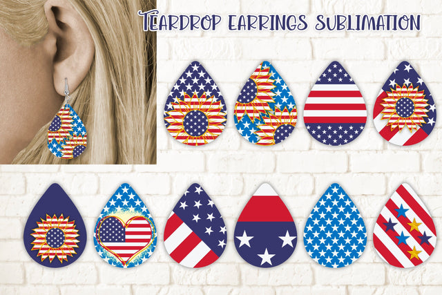 Teardrop earring sublimation | Patriotic earring Sublimation Svetana Studio 