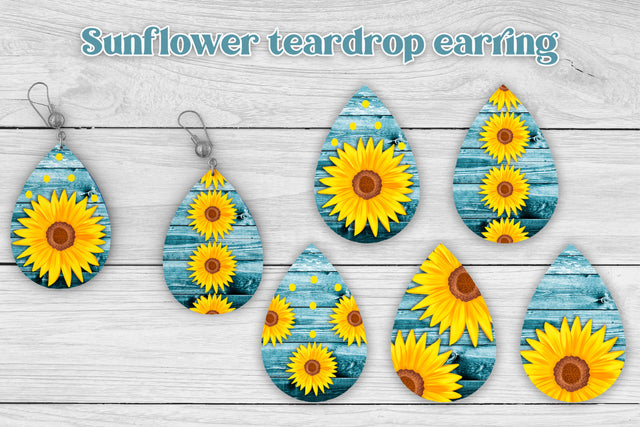 Teardrop earring sublimation | Sunflower earring Sublimation Svetana Studio 