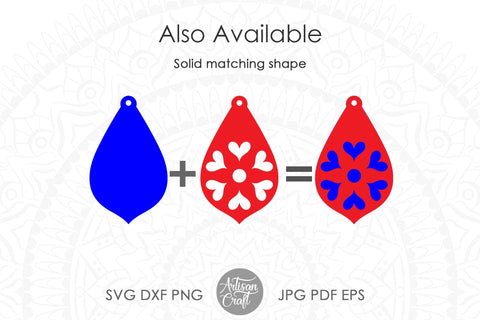 Teardrop earring SVG with hearts SVG Artisan Craft SVG 