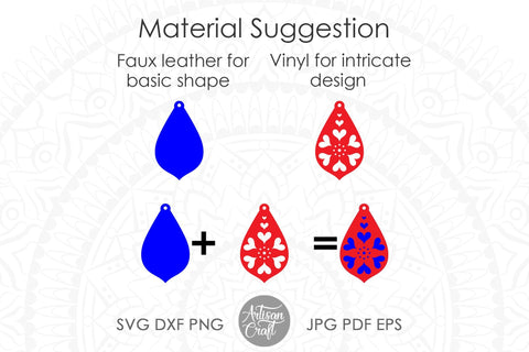 Teardrop earring SVG with hearts SVG Artisan Craft SVG 