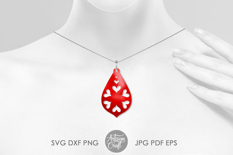 Teardrop earring SVG with hearts SVG Artisan Craft SVG 