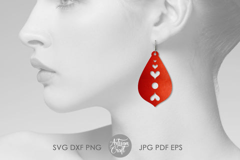 Teardrop earring SVG with hearts SVG Artisan Craft SVG 