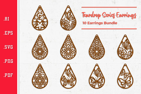 Teardrop Earrings - Cut Files SVG SVG Slim Studio 