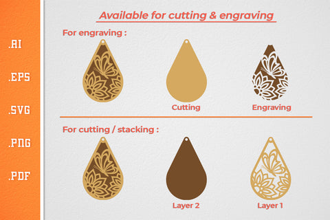 Teardrop Earrings - Cut Files SVG SVG Slim Studio 