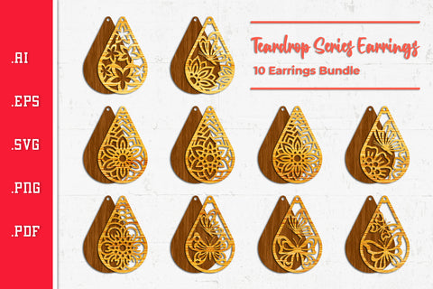 Teardrop Earrings - Cut Files SVG SVG Slim Studio 