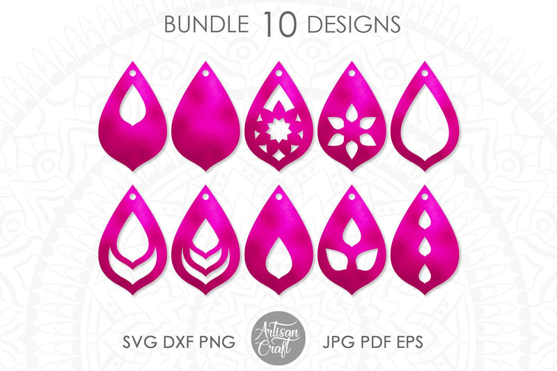 Teardrop earrings, SVG, cut file, laser cutting templates | So Fontsy