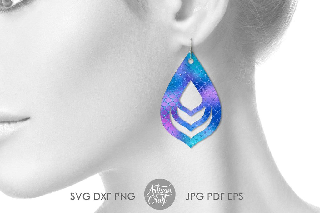 Teardrop earrings, SVG, cut file, laser cutting templates | So Fontsy