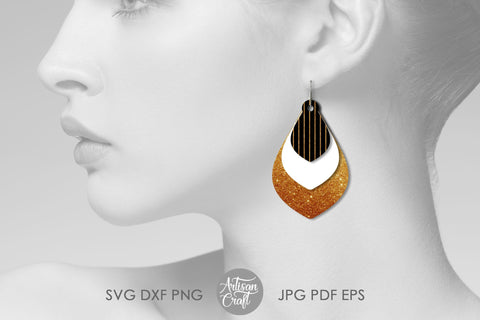 Teardrop earrings SVG, heart cut out, stacked earrings SVG Artisan Craft SVG 