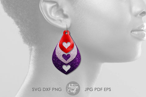 Teardrop earrings SVG, heart cut out, stacked earrings SVG Artisan Craft SVG 