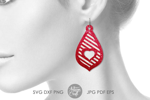 Teardrop earrings SVG, Heart earring, laser cut files SVG Artisan Craft SVG 