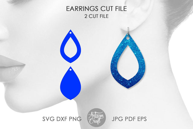 Teardrop earrings SVG, Open teardrop earrings SVG Artisan Craft SVG 