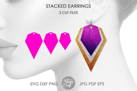 Teardrop earrings SVG template, stacked earrings SVG Artisan Craft SVG 