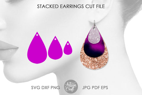 Teardrop earrings template, stacked earrings SVG Artisan Craft SVG 