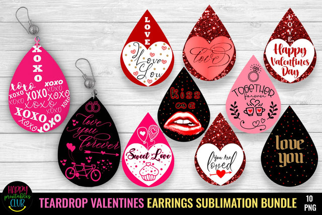 Teardrop Valentines Earrings Sublimation Bundle I Earrings Sublimation Happy Printables Club 