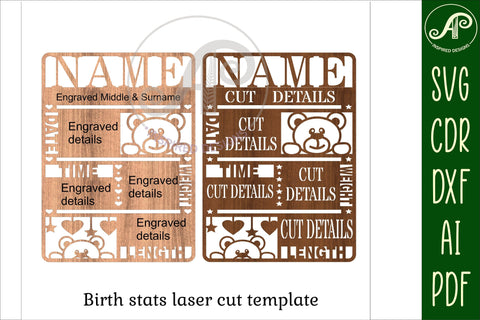 Teddy Bear Baby stats, Birth plaque, announcement sign SVG SVG APInspireddesigns 