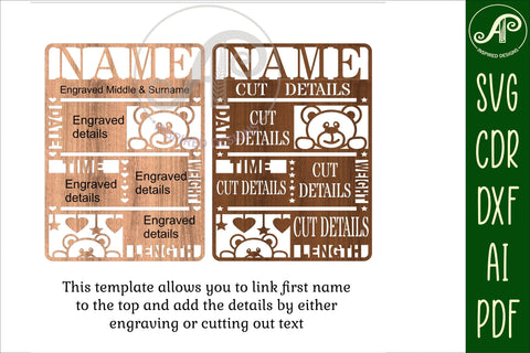 Teddy Bear Baby stats, Birth plaque, announcement sign SVG SVG APInspireddesigns 
