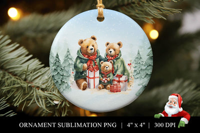 Teddy Bear Christmas Ornament Sublimation PNG Sublimation BijouBay 
