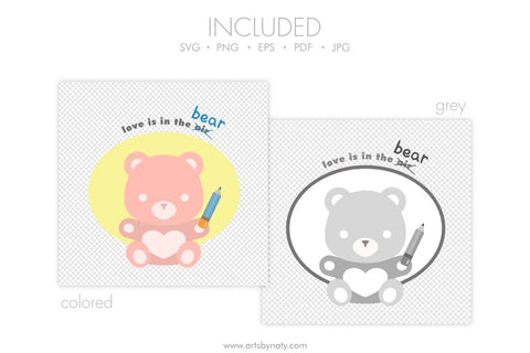 Teddy Bear cute love quote SVG clipart. SVG Arts By Naty 