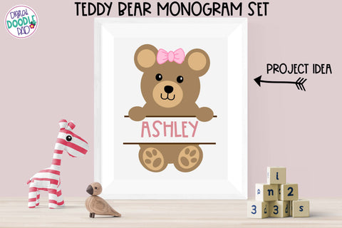 Teddy Bear Monogram SVG Set SVG Digital Doodle Pad 