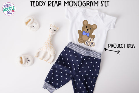 Teddy Bear Monogram SVG Set SVG Digital Doodle Pad 