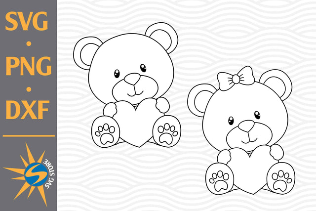 Teddy Bear Outline SVG, PNG, DXF Digital Files Include SVG SVGStoreShop 