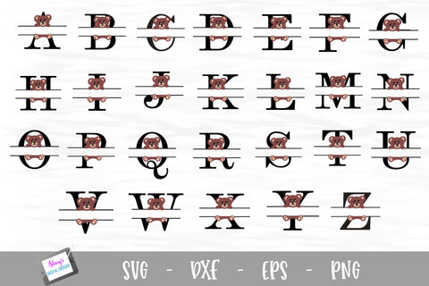 Teddy Bear Split Letters A - Z - 26 Split Monogram SVG Files SVG Stacy's Digital Designs 
