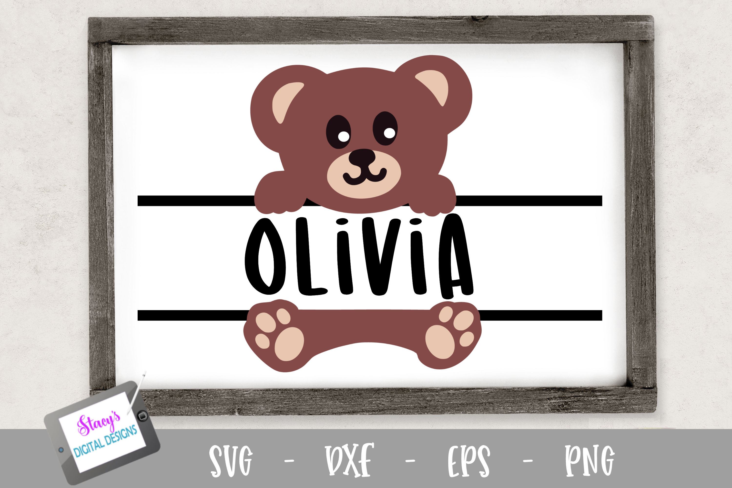 Teddy Bear SVG Split Monogram