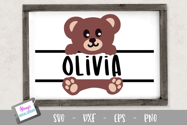 Teddy Bear Split Monogram Design SVG Stacy's Digital Designs 