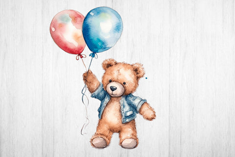 Teddy bear watercolor Design. Sublimation Samaha Design 