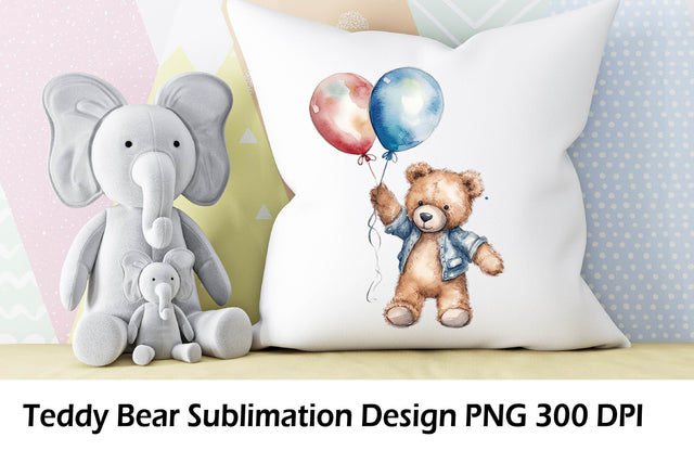 Teddy bear watercolor Design. Sublimation Samaha Design 