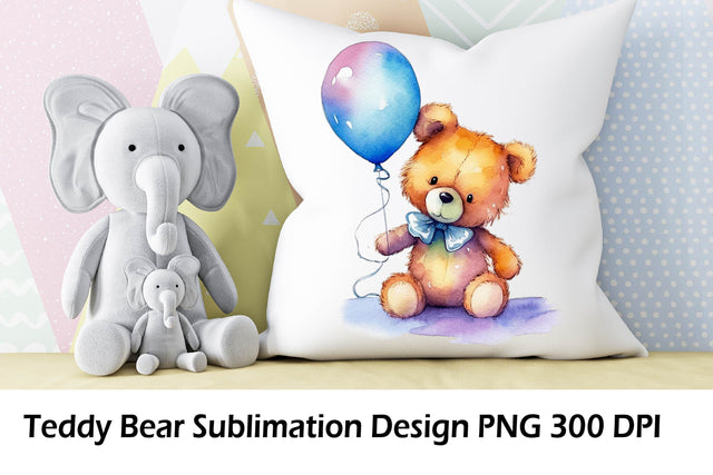 Teddy bear watercolor Design. Sublimation Samaha Design 