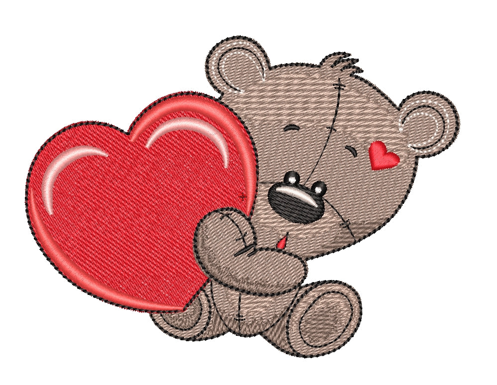 Teddy Bear With Heart Machine Embroidery Design ,love Embroidery, 4 Si 