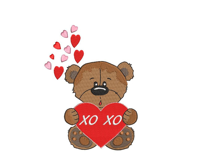 Teddy Bear with heart, xoxo, Valentine Machine Embroidery Design Embroidery/Applique DESIGNS Canada Embroidery 