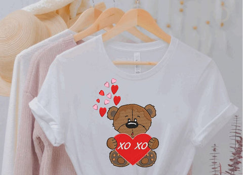 Teddy Bear with heart, xoxo, Valentine Machine Embroidery Design Embroidery/Applique DESIGNS Canada Embroidery 
