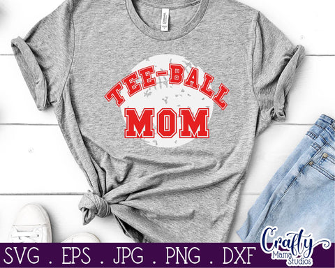 Tee Ball Mom Svg - Distressed Baseball SVG Crafty Mama Studios 