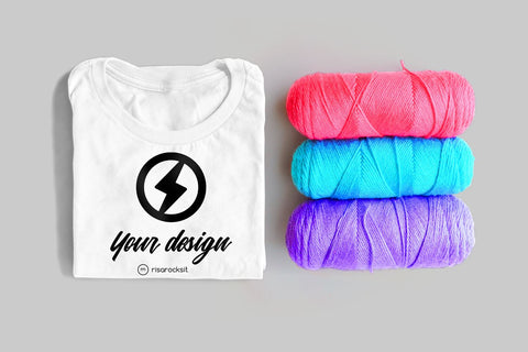 Tee Shirt with Row of Yarn PSD Photoshop Mockup Mock Up Photo Risa Rocks It 