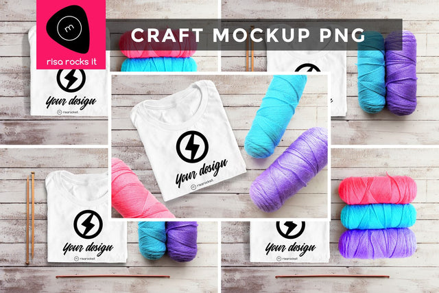 Tee Shirt Yarn Crafts PNG Craft Mockup Set Mock Up Photo Risa Rocks It 