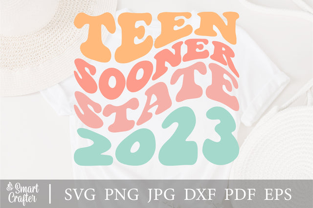 Teen Sooner State 2023 svg, wavy style svg, EPS PNG Cricut Instant Download SVG Fauz 