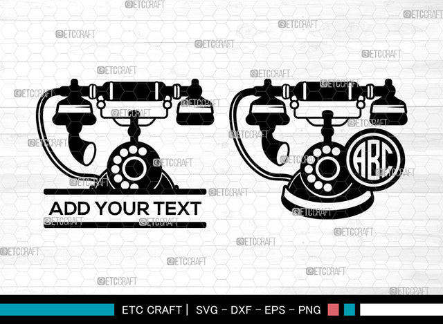Telephone Monogram SVG, Telephone SVG, Split Monogram Svg, Vintage Phone Svg, Old Phone Svg, Rotary Dial Phone Svg, Telephone SVG ETC Craft 