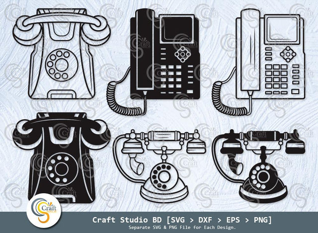 Telephone Silhouette, Telephone SVG, Dial Phone Svg, Vintage Phone Svg, Old Phone Svg, Rotary Dial Phone Svg, Telephone Bundle SVG ETC Craft 