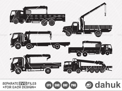 Telescoping boom truck svg, Boom truck svg, Dump Truck svg, Silhouette, Clipart, cricut design space, Vinyl cut files SVG dahukdesign 