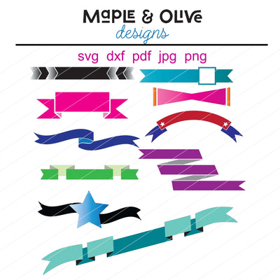 TEN Super Cool Banners for Celebrations, Announcements, Certificates and More! SVG Cut File SVG Maple & Olive Designs 