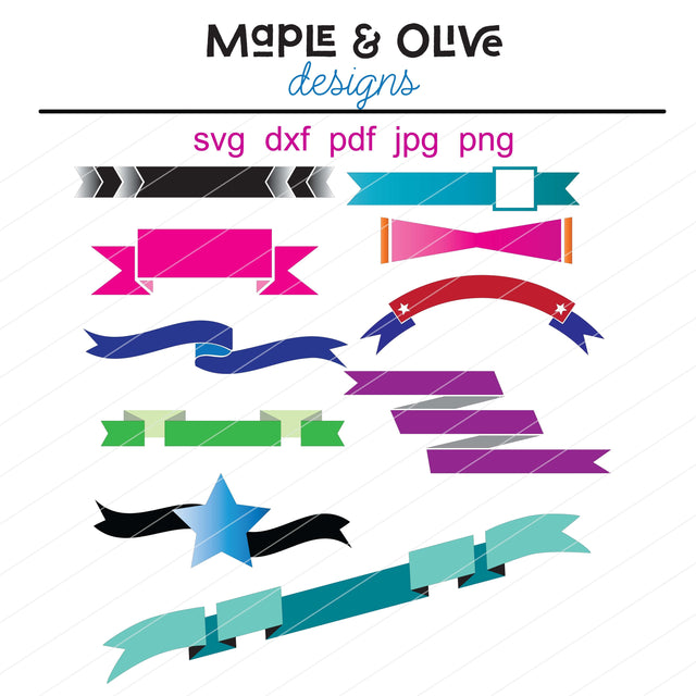 TEN Super Cool Banners for Celebrations, Announcements, Certificates and More! SVG Cut File SVG Maple & Olive Designs 