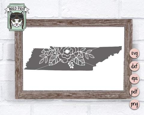 Tennessee Floral Silhouette SVG Cut File SVG Wild Pilot 