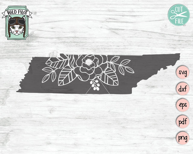 Tennessee Floral Silhouette SVG Cut File SVG Wild Pilot 