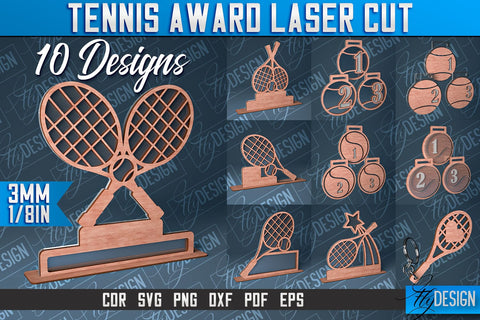 Tennis Award Laser Cut | Laser Cut SVG Design | CNC Files SVG Fly Design 