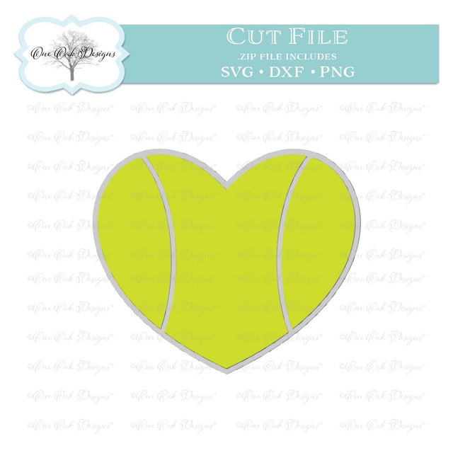 Tennis Ball Heart SVG DXF PNG Cut File SVG One Oak Designs 
